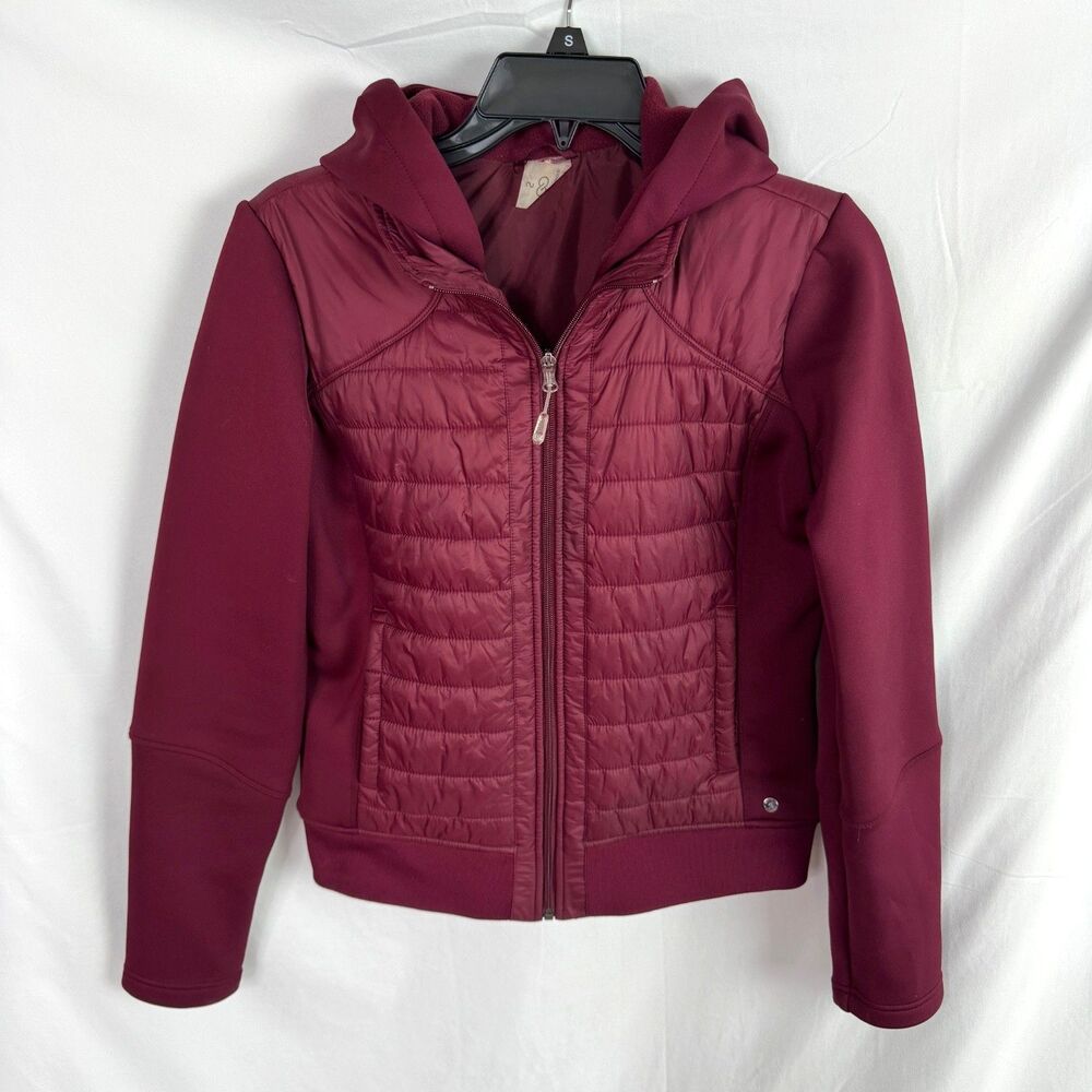 Calia Women's Jacket Size Small Burgundy Quilted Puffer Hooded Carrie Underwood